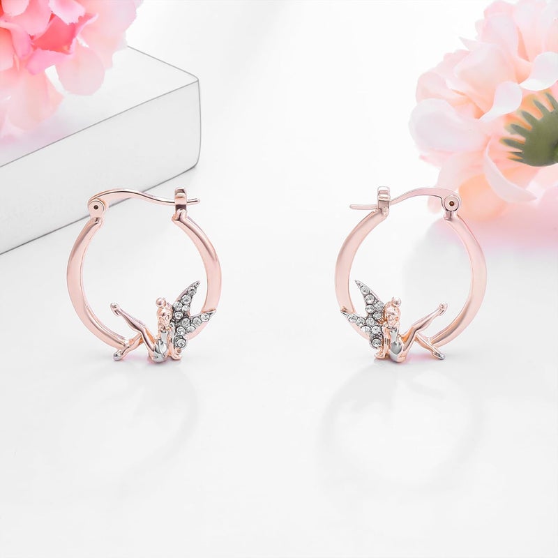Medsor Fairy Angel Hoop Earrings Hypoallergenic 14K Gold Plated Plated Wing Earring - Image 5